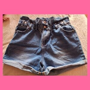 💐4/$10-Almost Famous Blue Denim Paperbag Waist Shorts